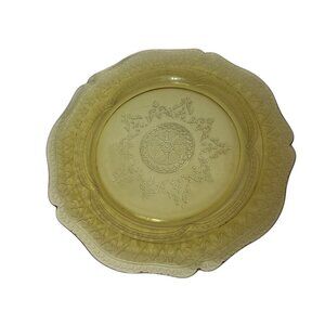 Amber Federal Depression Glass Plate Patrician Spoke Pattern 11 inches